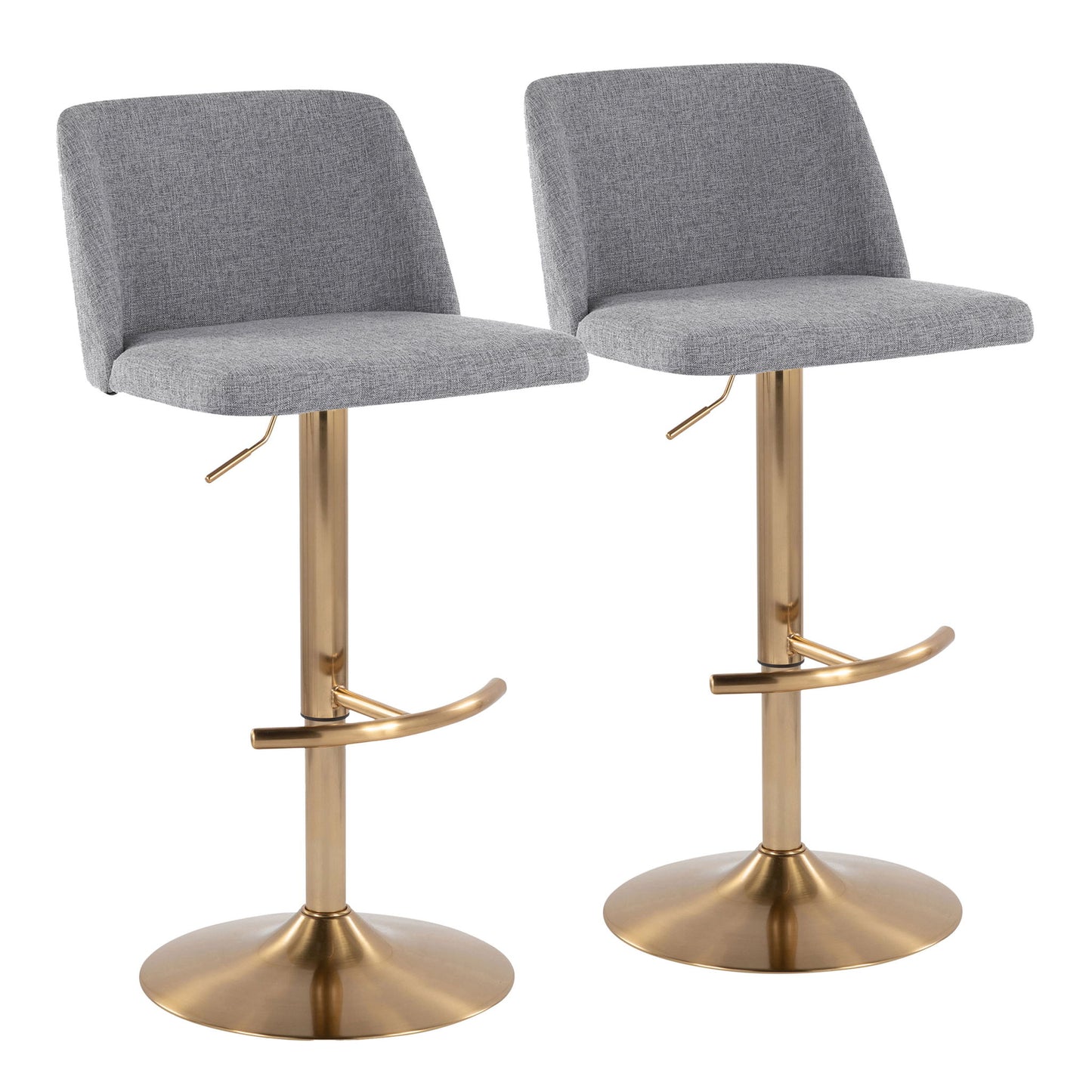 Toriano - Contemporary Adjustable Barstool With Swivel With Rounded T Footrest (Set of 2) Lumi Source