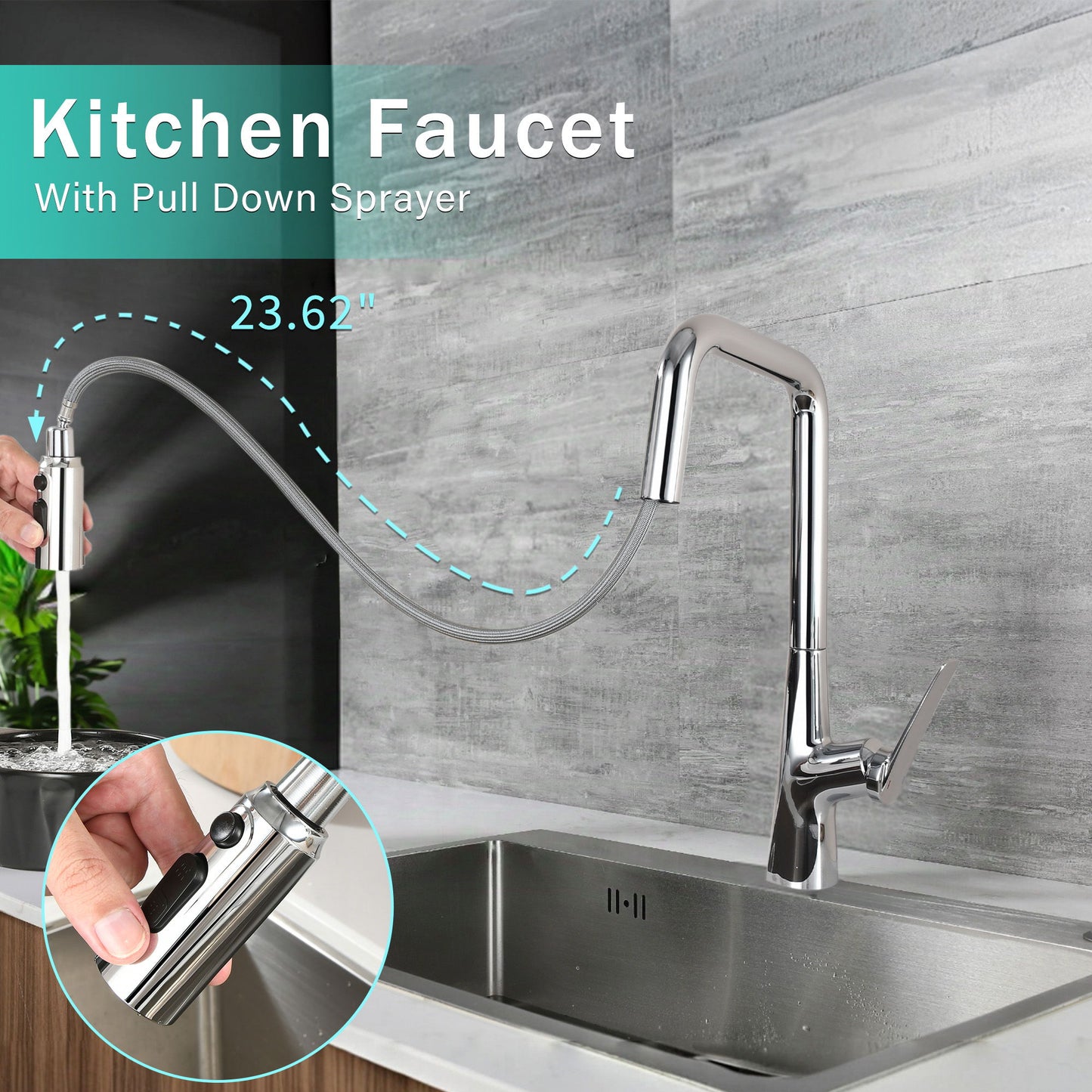 Professional Kitchen Faucet With 3 Function 360 Sprayer And 1 Touch Switching Daily Nest