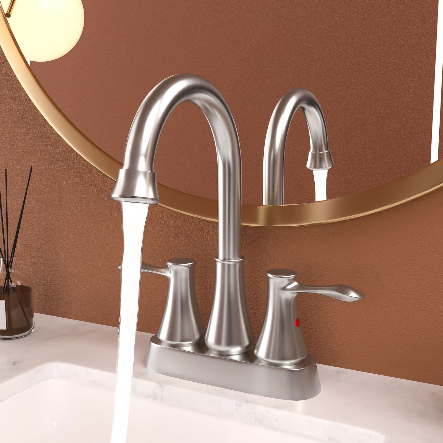 4" Centerset Bathroom Faucet With Pop Up Drain And Water Supply Lines - Brushed Nickel Daily Nest
