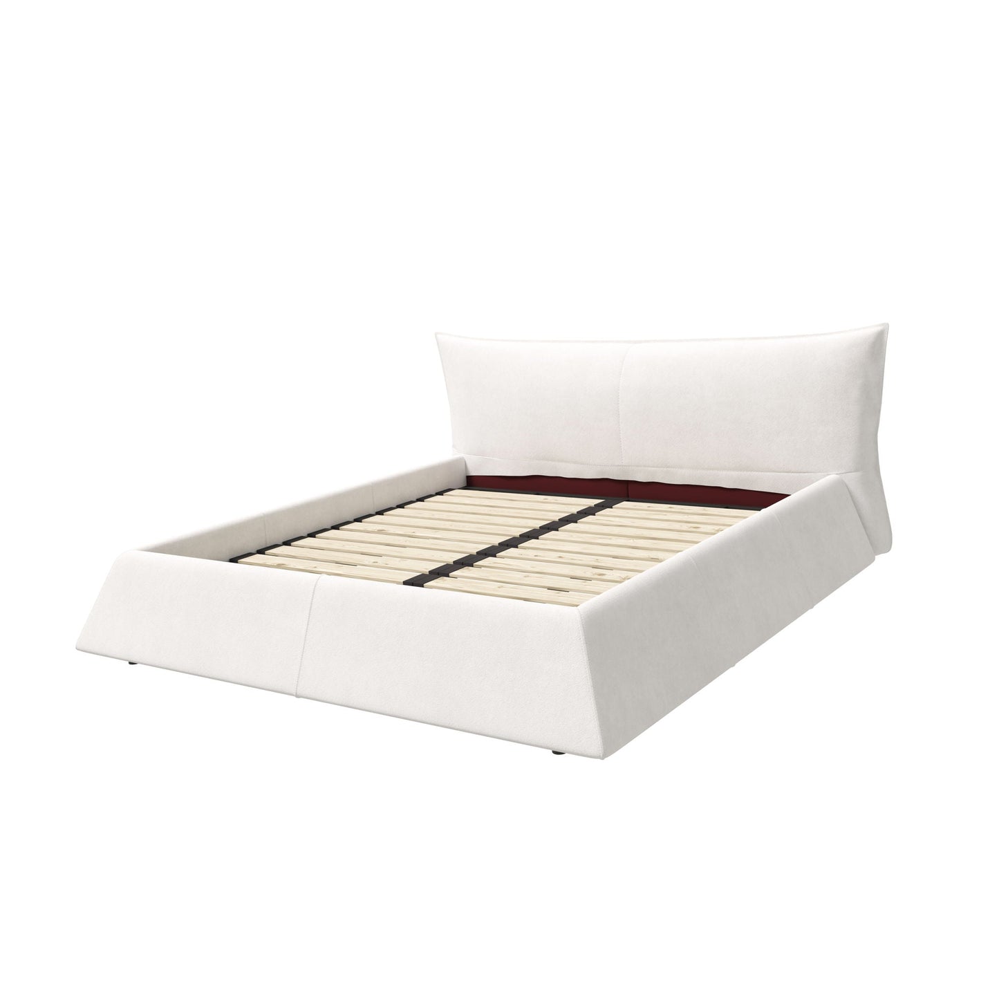 Upholstered Platform Bed With Special Shaped Velvet Headboard Home Essentials