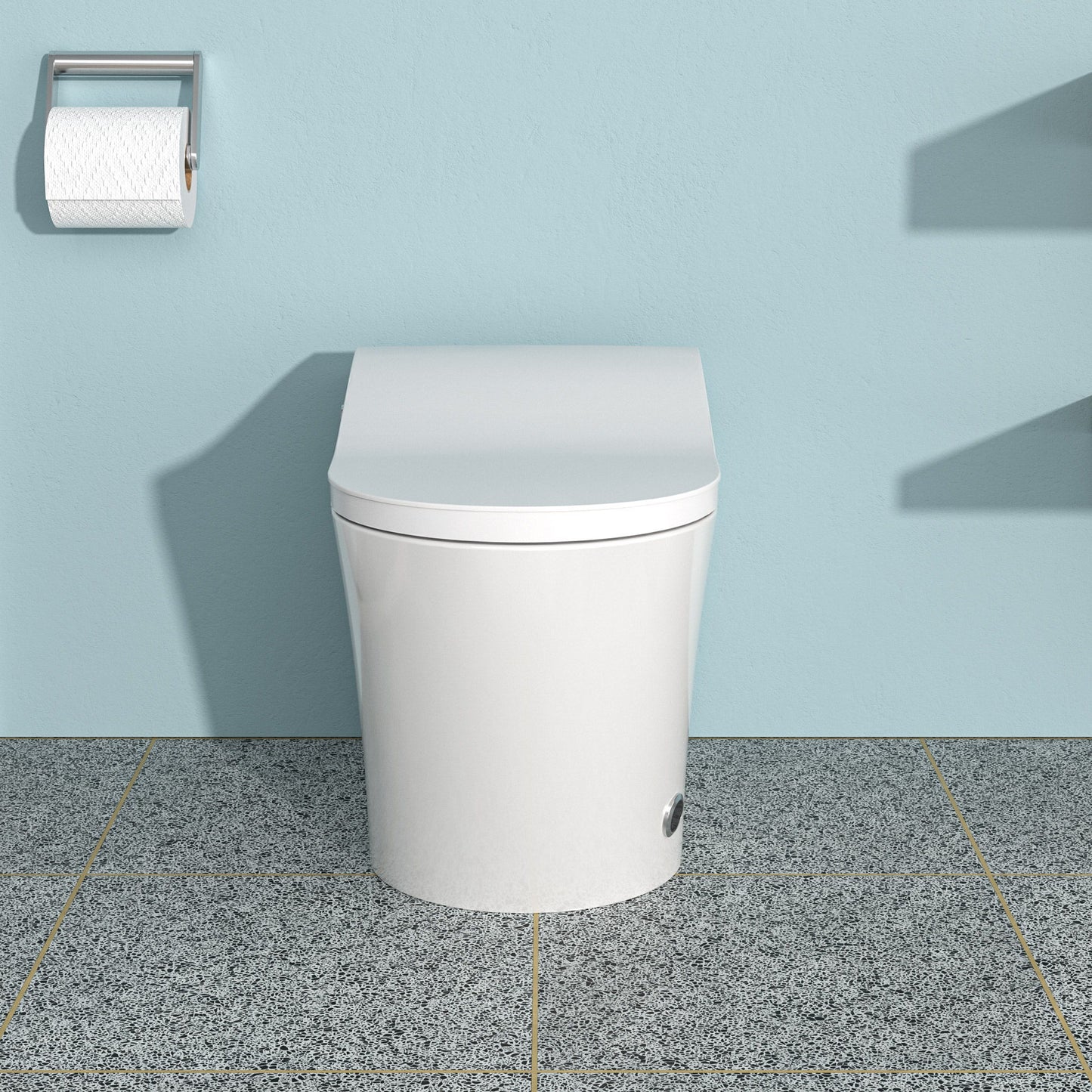 Smart Bidet Toilet Combo With Auto Open & Close, Heated Seat, Foot Sensor Flush, LED Display, Ceramic - White Daily Nest