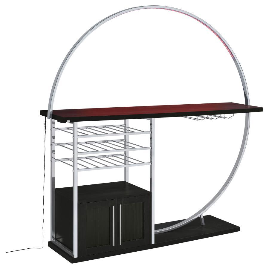 Risley - 2-Door Circular LED Home Bar With Wine Storage Coaster Fine Furniture