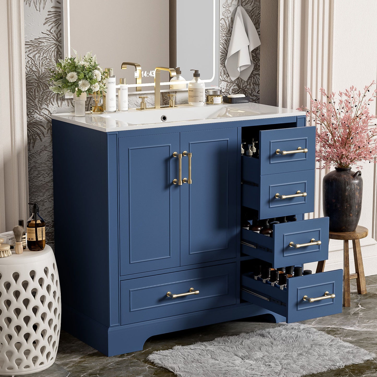 Traditional Bathroom Vanity With Soft Close Doors And Drawers Hearth and Haven