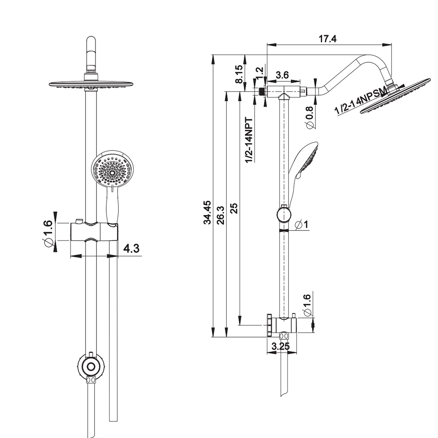 Shower System With 5 Function Rain Hand Shower And Slide Bar Combo Daily Nest