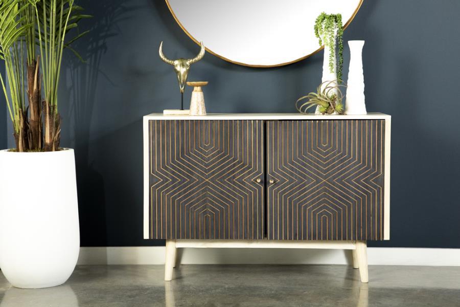 Ixora - 2 Door Wood Accent Cabinet - White Washed And Black CoasterEssence