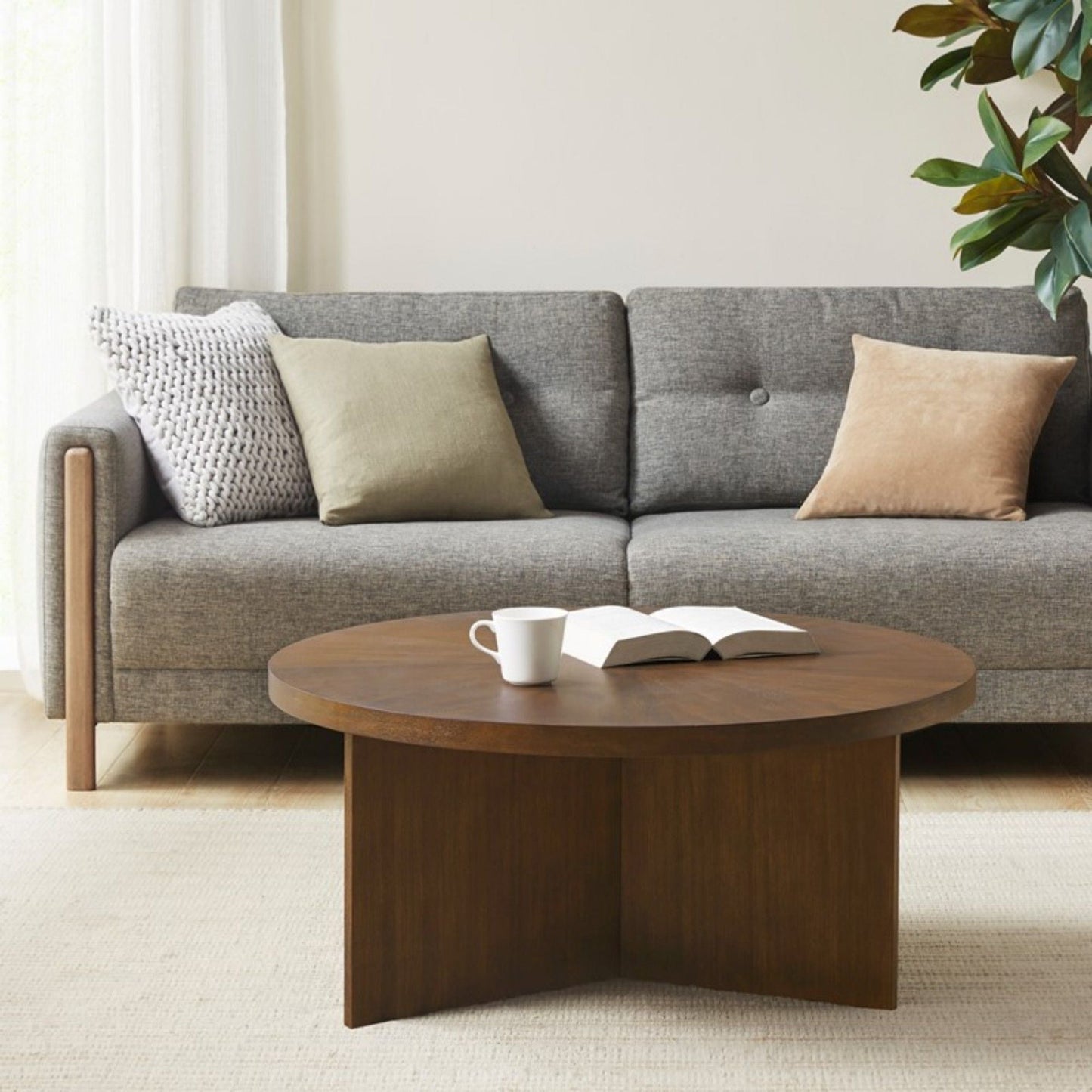 Round Coffee Table With Solid Veneer Top JLA
