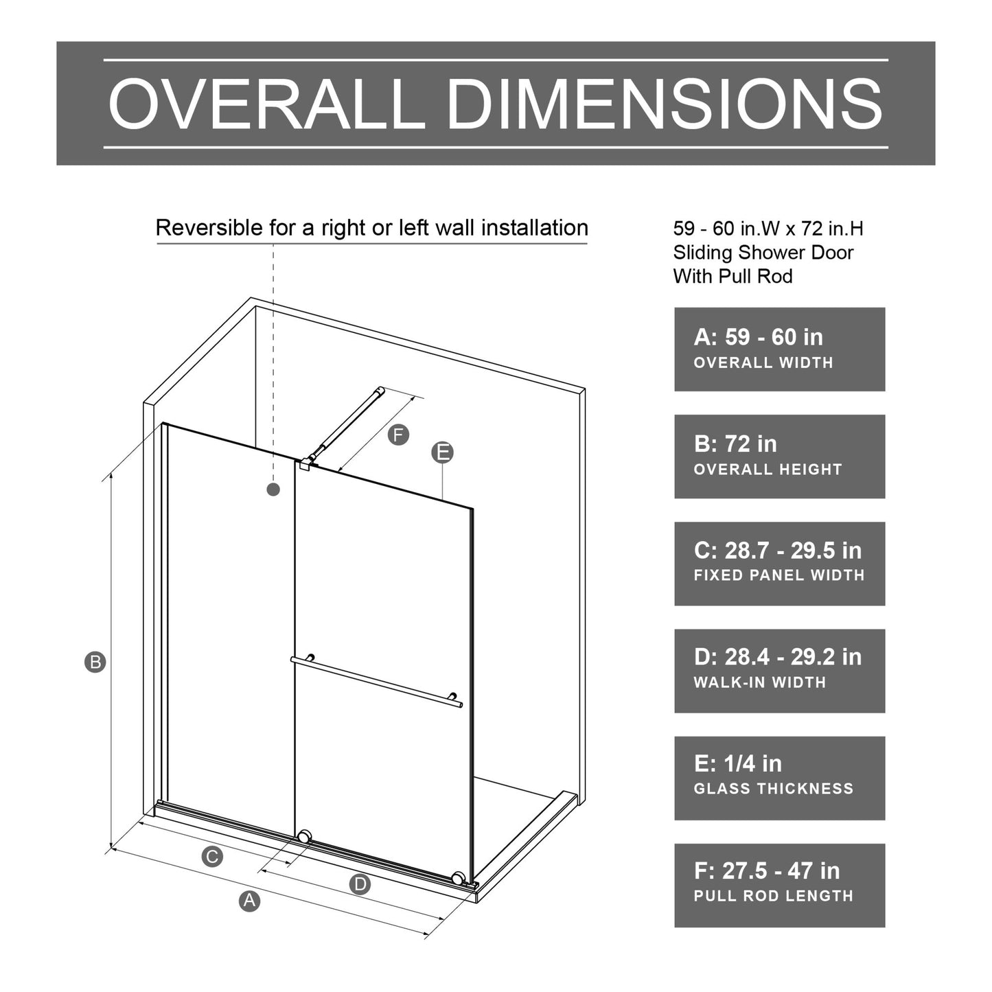 Guyou Glass Shower Door, Sliding Door Dual Usage - Chrome Daily Nest