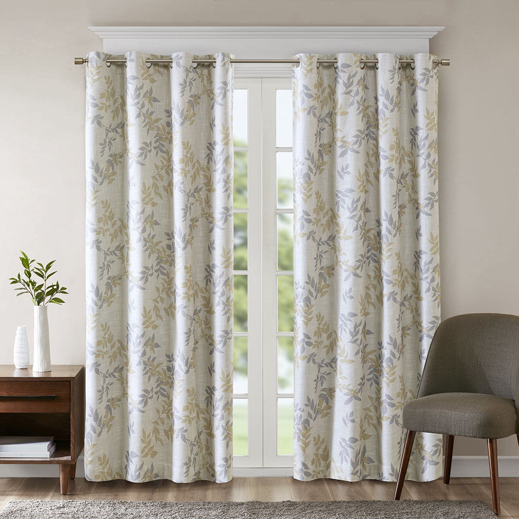Julie - Printed Botanical Blackout Panel - Yellow SunSmart