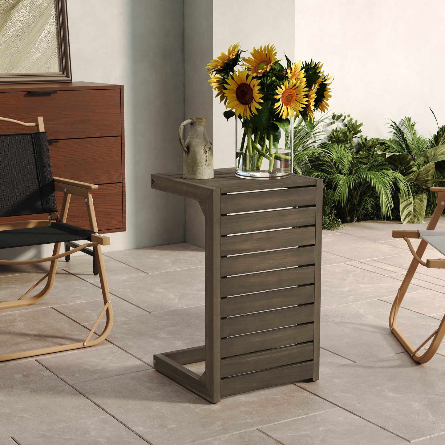 Aluminum Outdoor C - Shaped Side Table For Patio Noble House