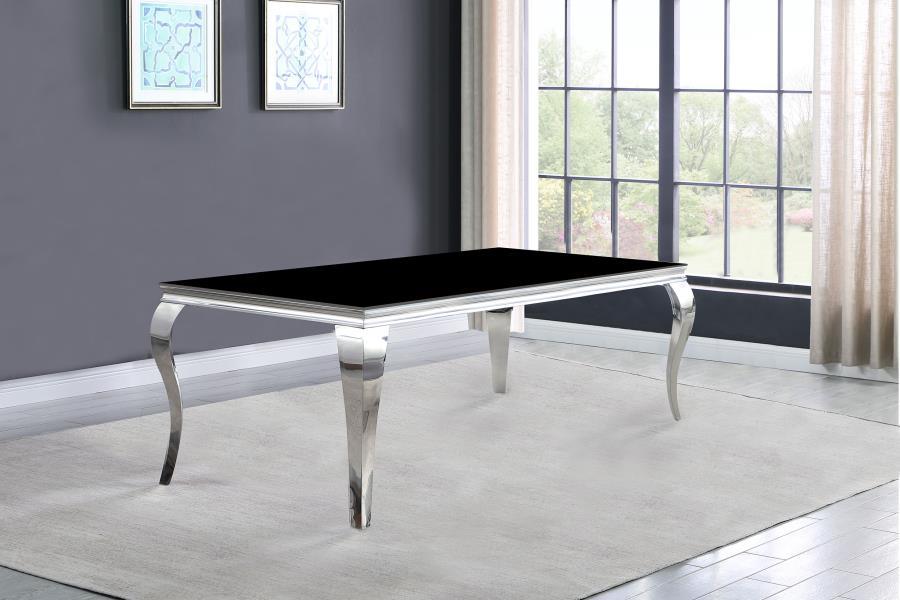 Carone - Rectangular Glass Top Dining Table CoasterEssence
