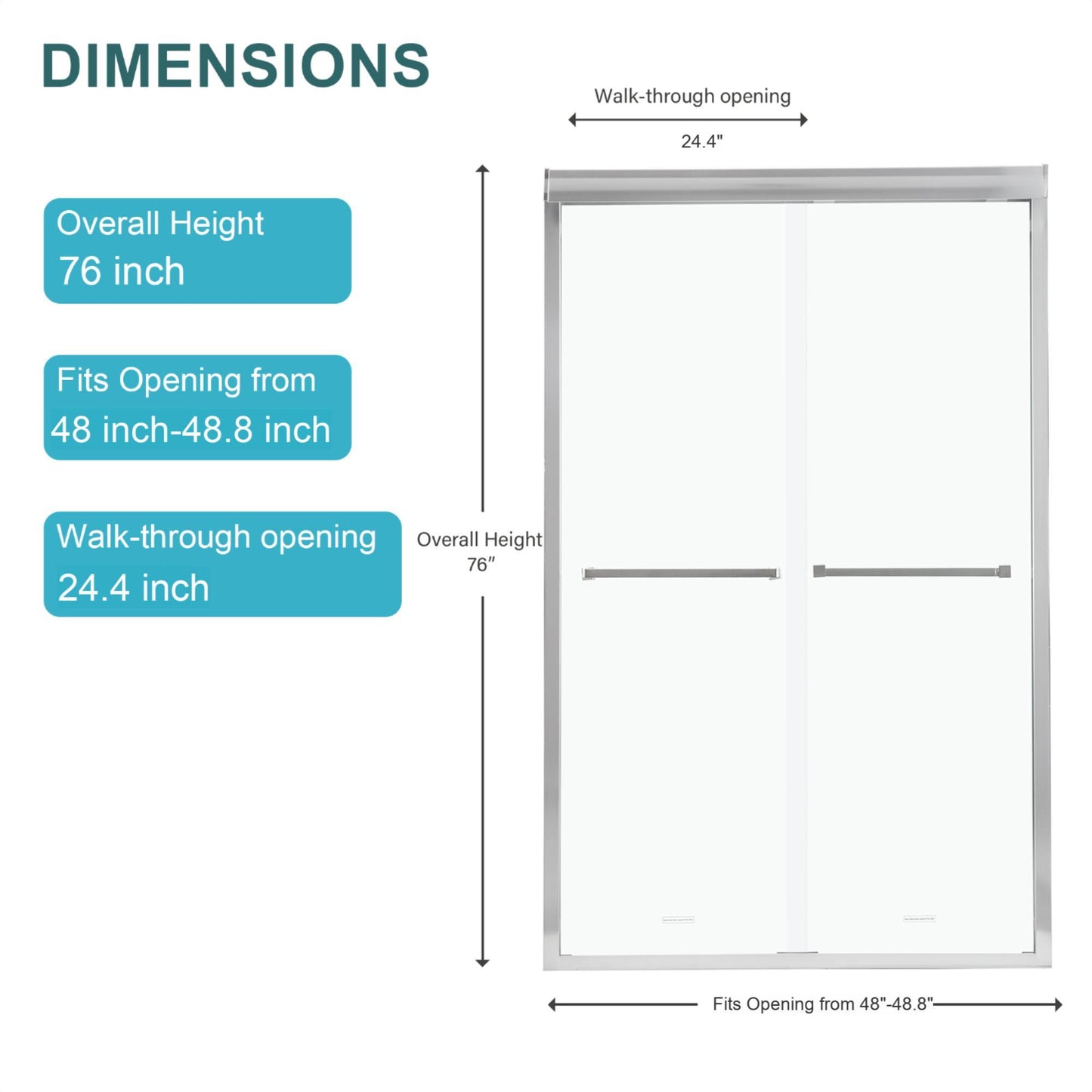 Modern Double Sliding Shower Enclosure, Tempered Glass Daily Nest