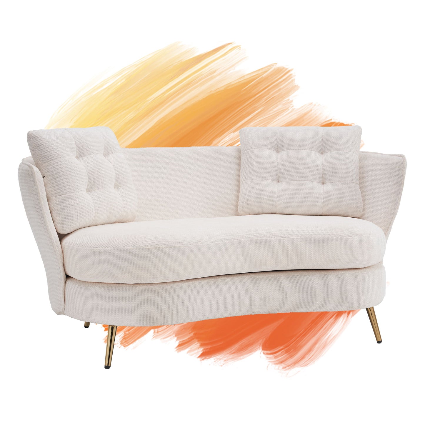 Loveseat Sofa, Upholstered Couch With Metal Legs
