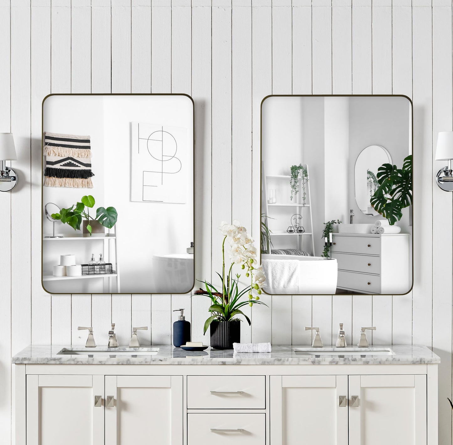 Wall Mirror Rectangular Mirror Metal Framed Mirror Vanity Mirror Dressing Mirror, For Bathroom, Living Room, Bedroom Daily Nest