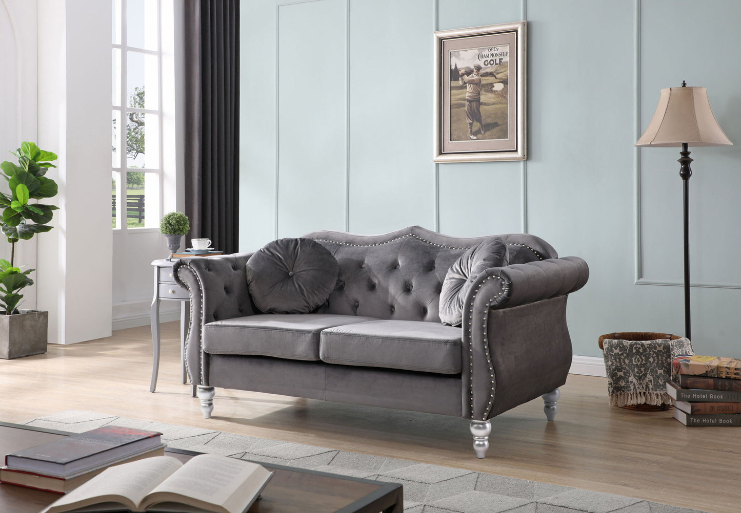 Stylish Flared Arm Loveseat Glory Furniture