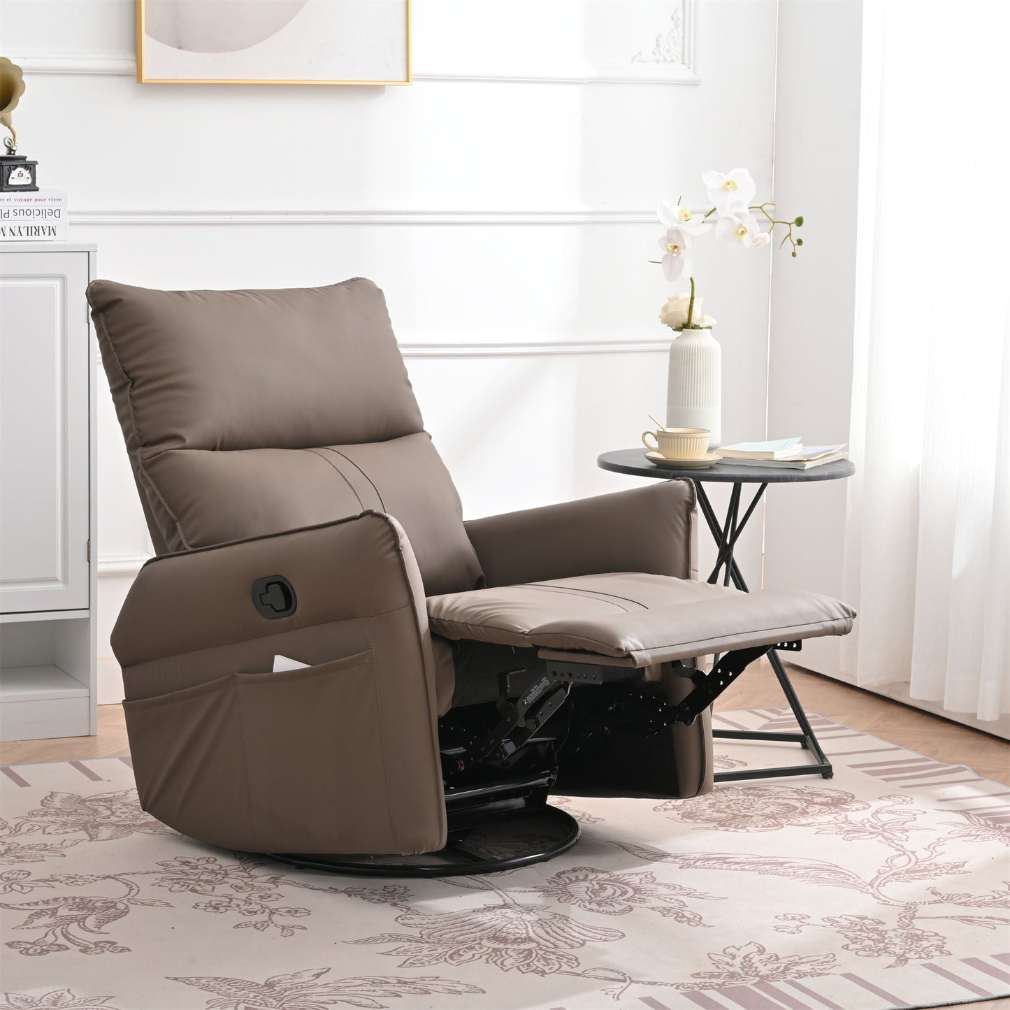 360° Modern Small Rocking Swivel Recliner Chair With Side Pocket Home Essentials