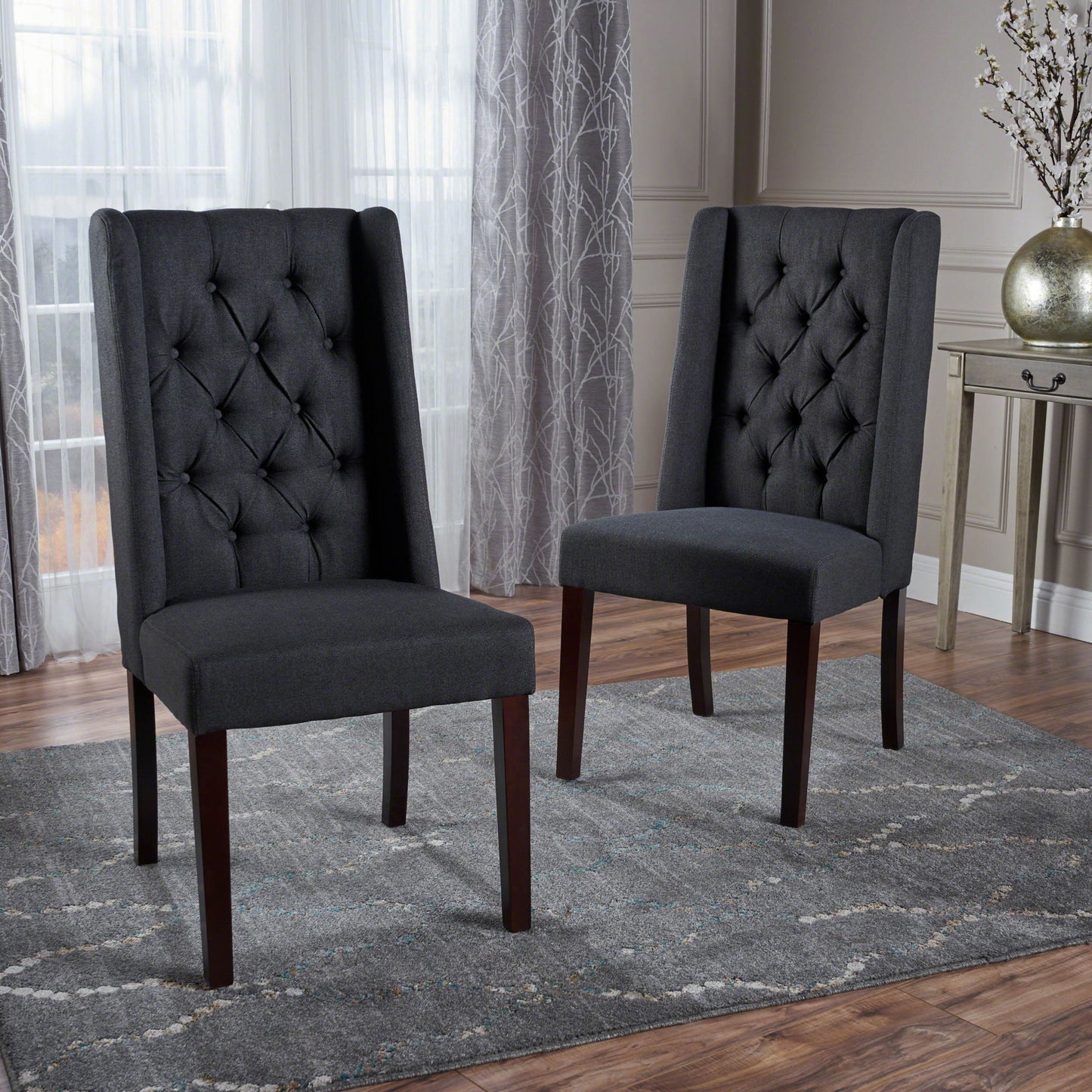 Sophisticated Tufted Dining Chair With High Back Design Noble House