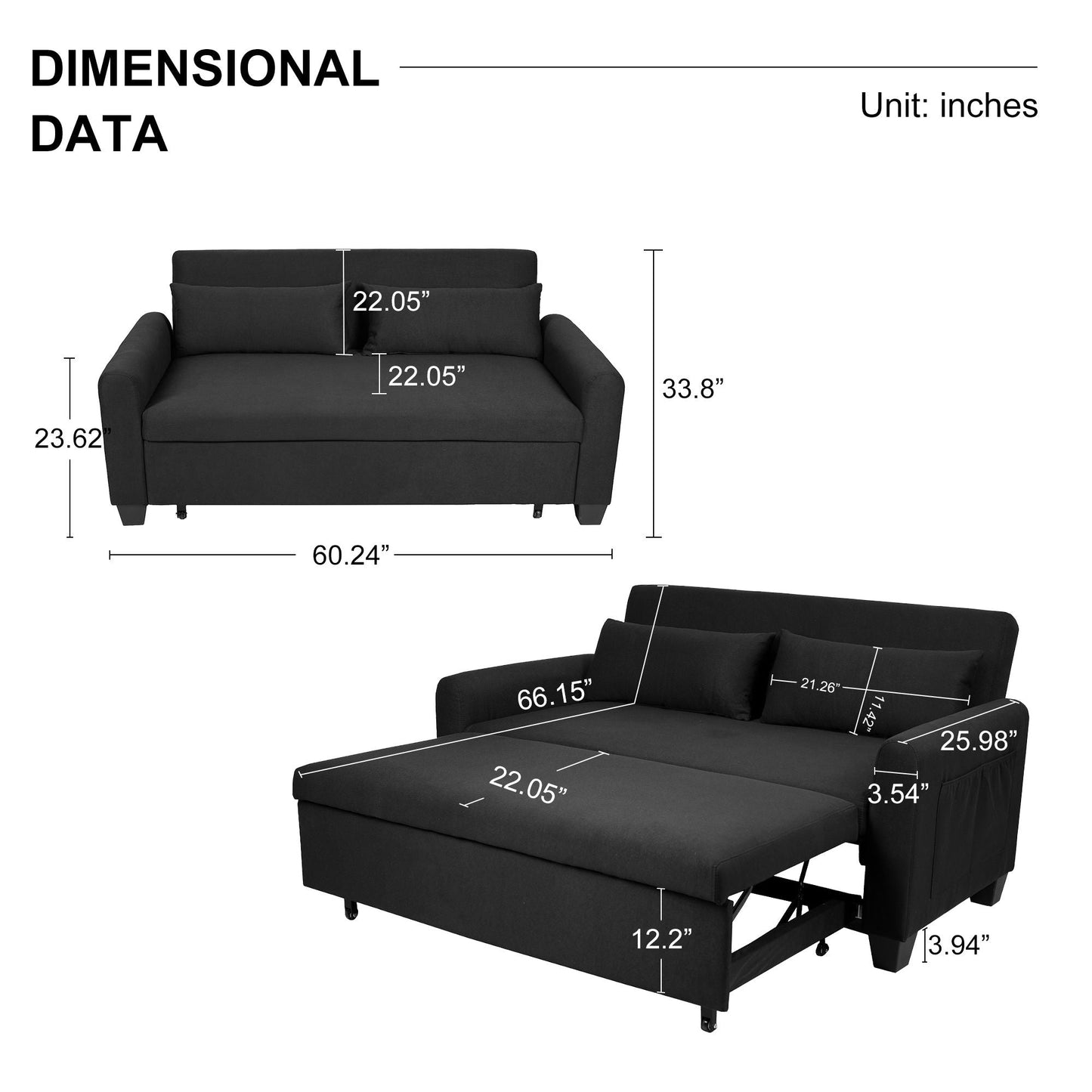 Balus - 2 In 1 Sofa Bed With Storage Bag Home Essentials