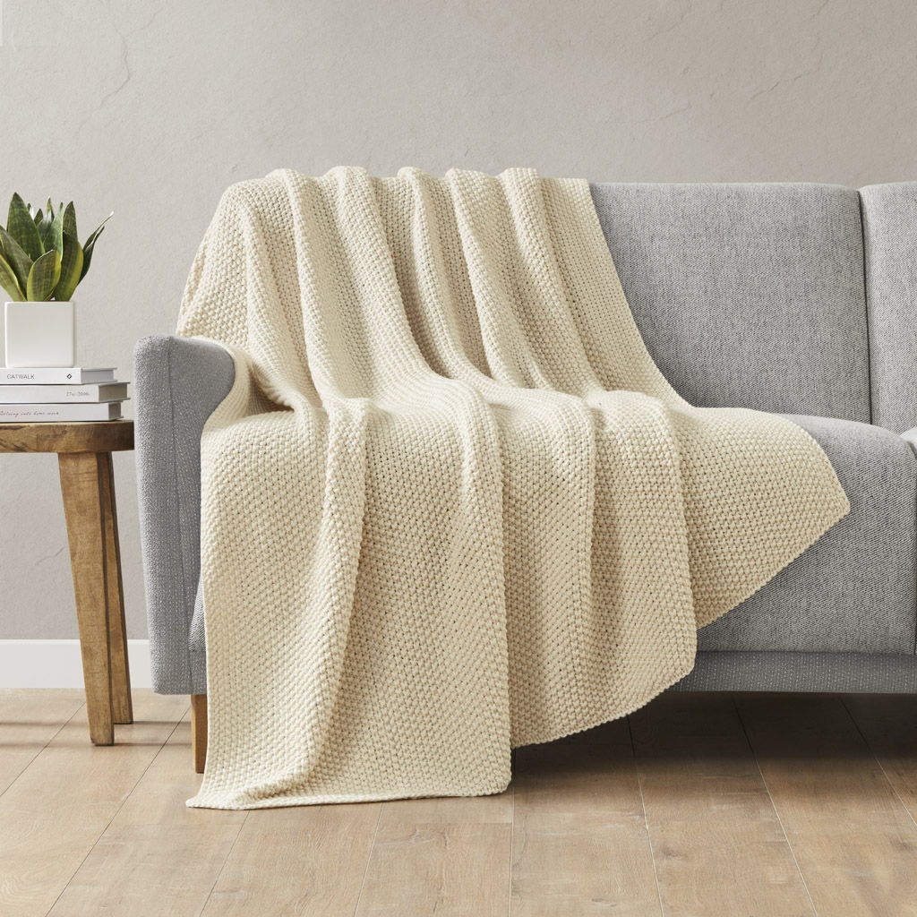 Bree Knit - Knit Throw - Ivory INK+IVY