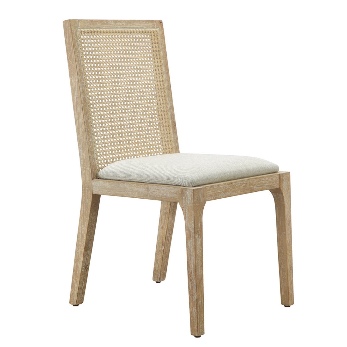 Dining Chair With Synthetic Cane Back And Upholstered Seat (Set of 2) - Natural JLA