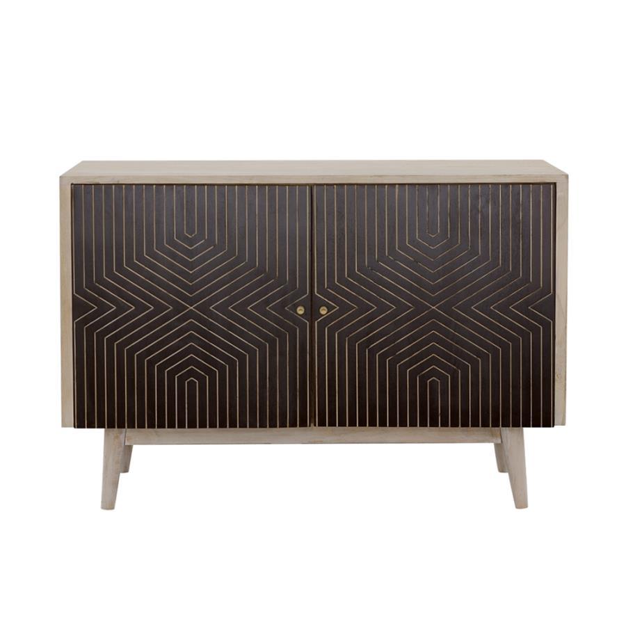 Ixora - 2 Door Wood Accent Cabinet - White Washed And Black CoasterEssence