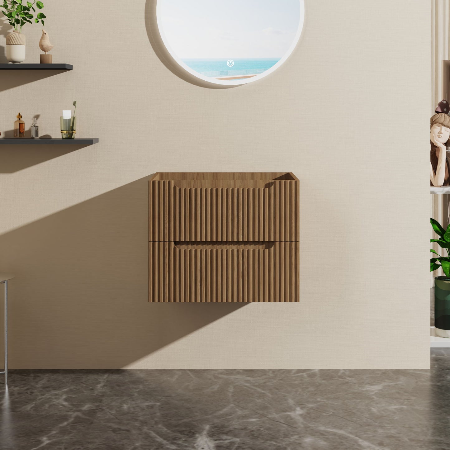 24" Wall Mount Bathroom Vanity Cabinet Floating (Cabinet Only) - Walnut Home Essentials