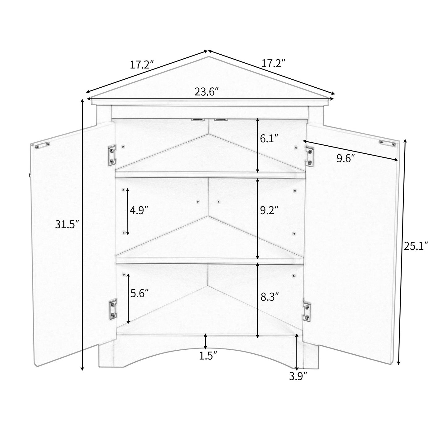 Triangle Bathroom Storage Cabinet With Adjustable Shelves, Freestanding Floor Cabinet For Home Kitchen Hearth and Haven