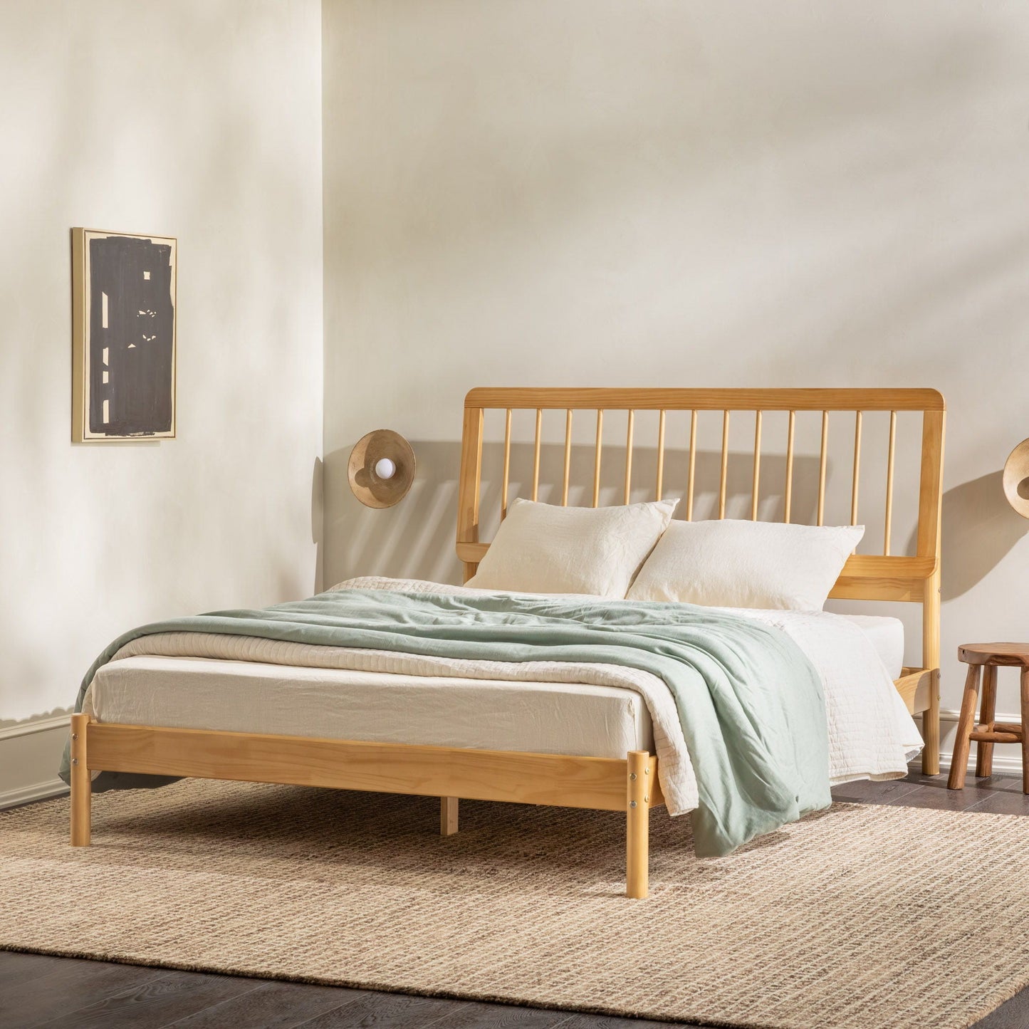 Mid-Century Modern Solid Wood Spindle Bed Walker Edison