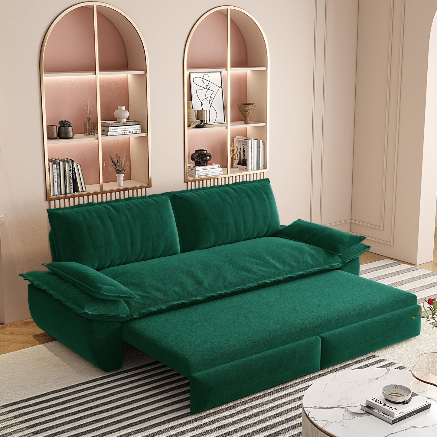 Queen Pull Out 3 In 1 Convertible Sleeper Sofa, Multi-Functional Home Essentials