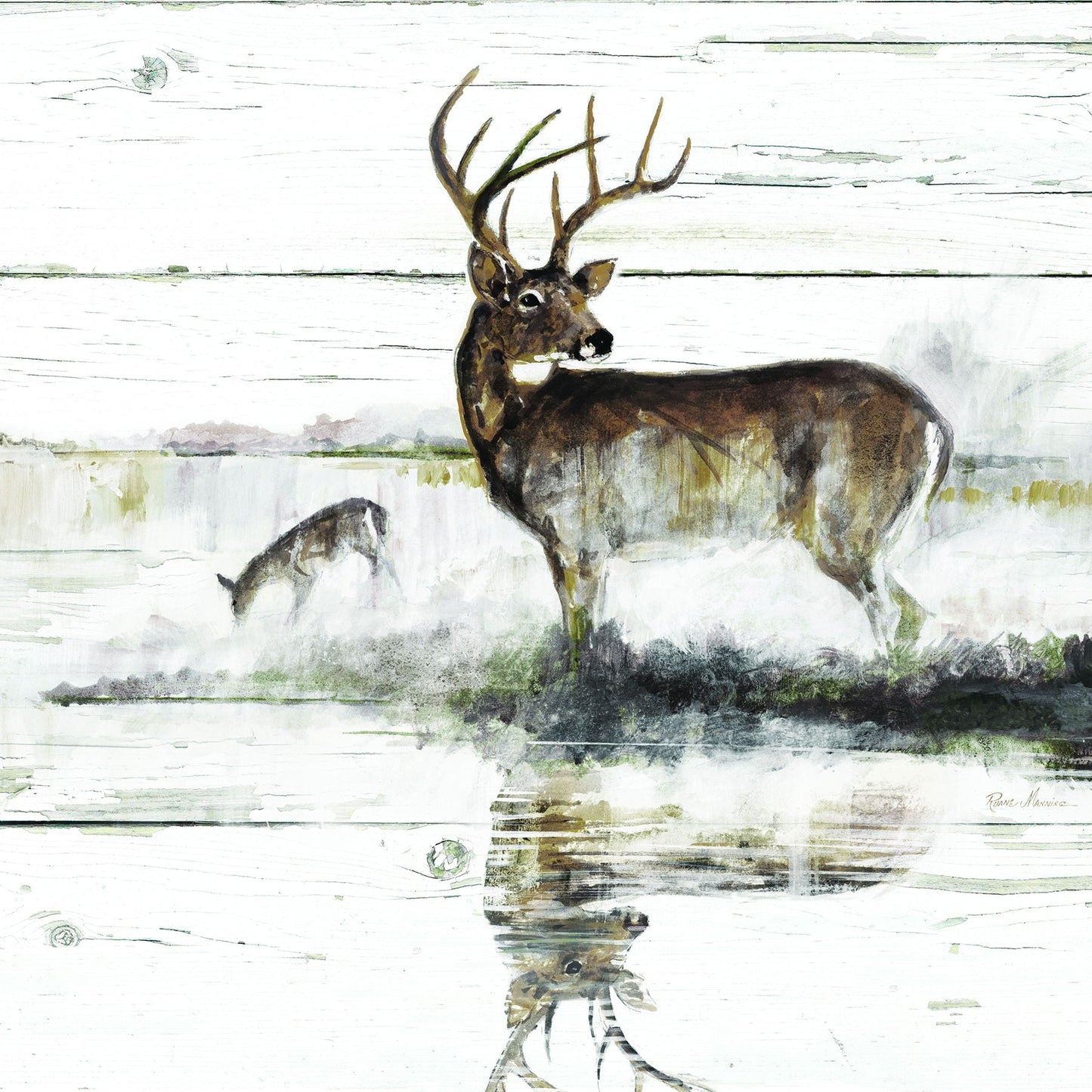 Small - Rustic Misty Deer By Ruane Manning - Pearl Silver - Snoozhouse
