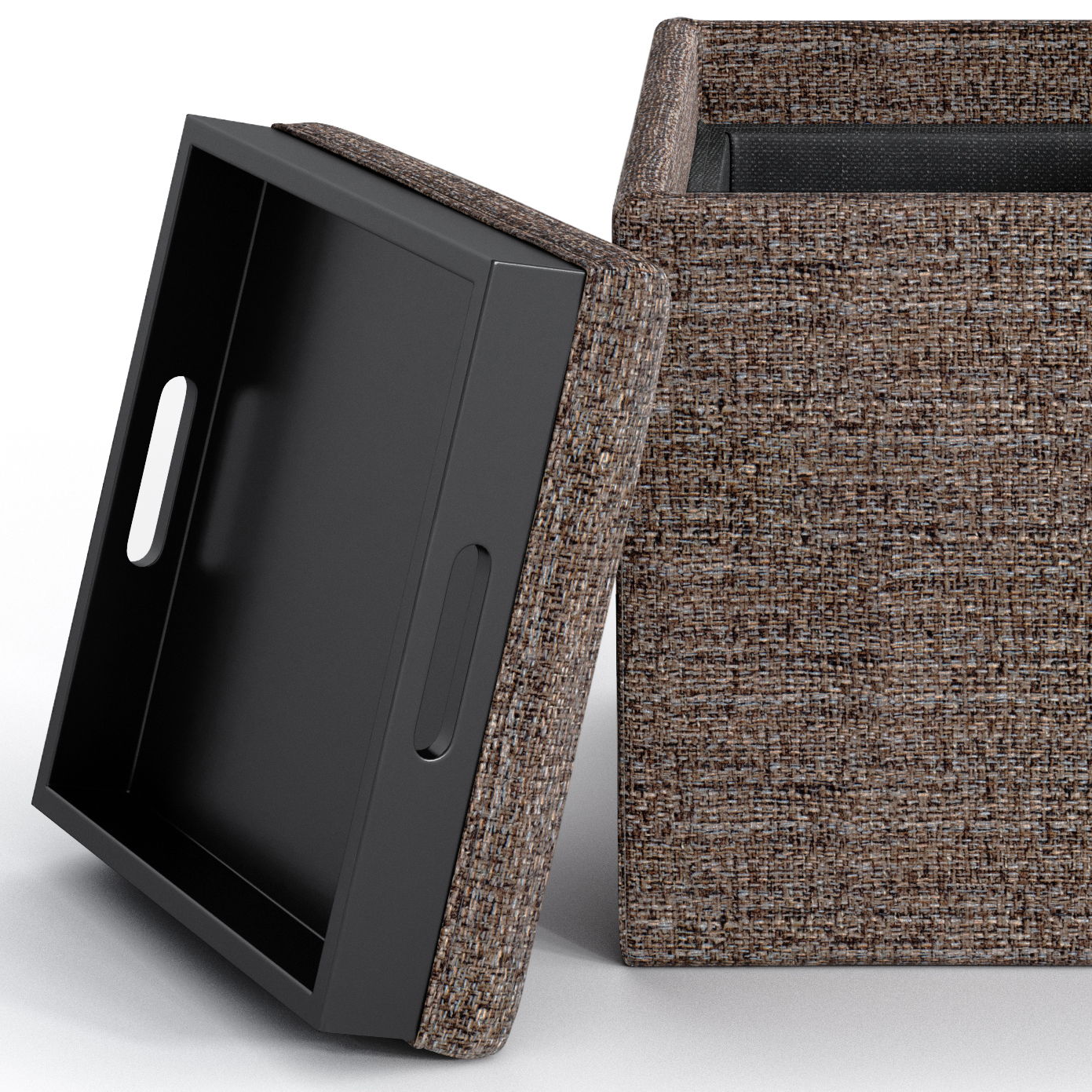 Rockwood - Upholstered Cube Storage Ottoman With Tray Simpli-Home