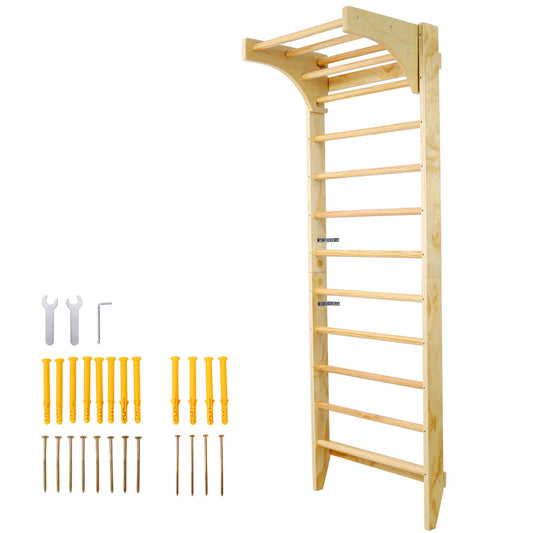 Swedish Ladder, Stall Bars Set For Physical Therapy & Gymnastics - Natural Daily Nest