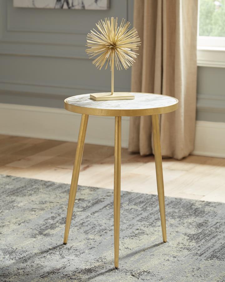 Acheson - Round Marble Top Side Table - White And Gold CoasterEveryday