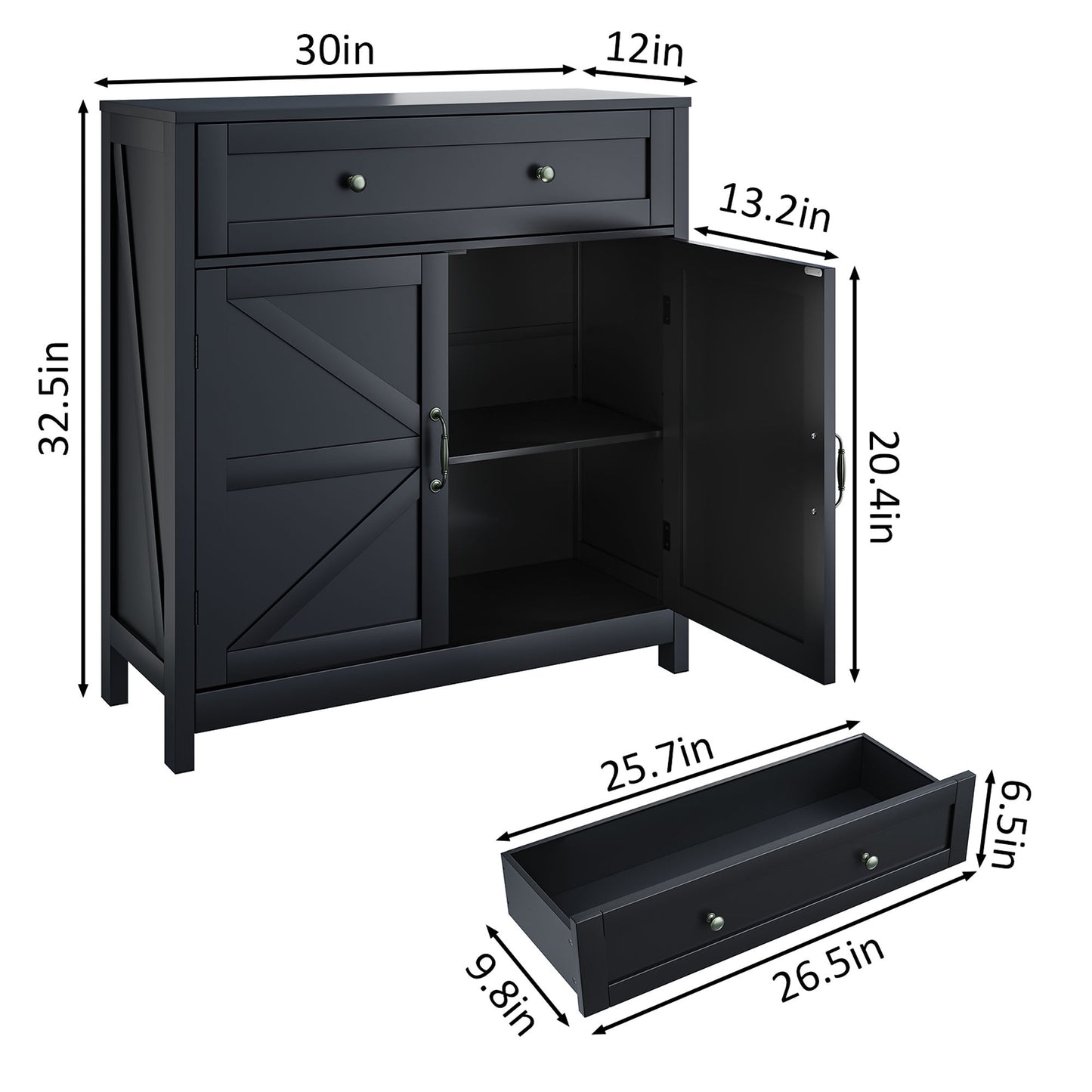 Farmhouse Storage Cabinet With Drawer And Adjustable Shelf Home Essentials