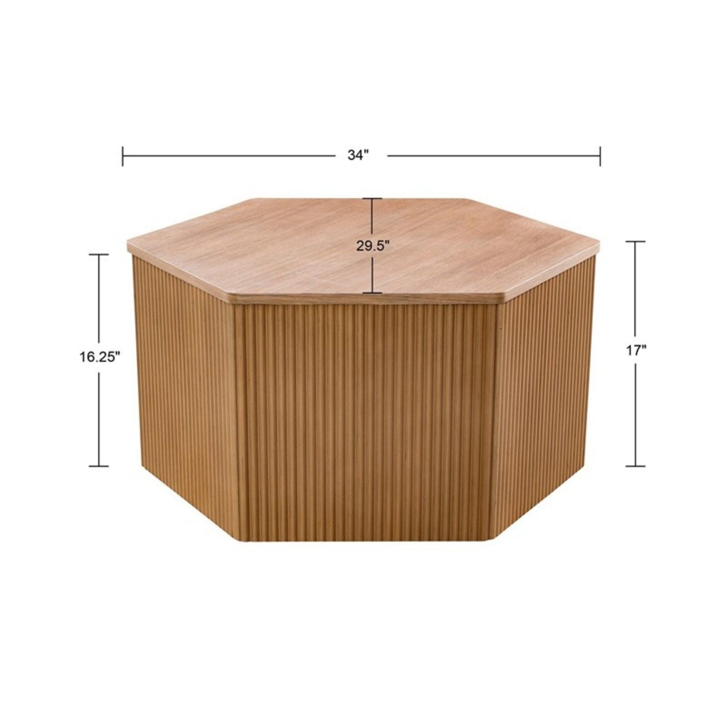 Hexagon Coffee Table With Fluted Design - Natural JLA