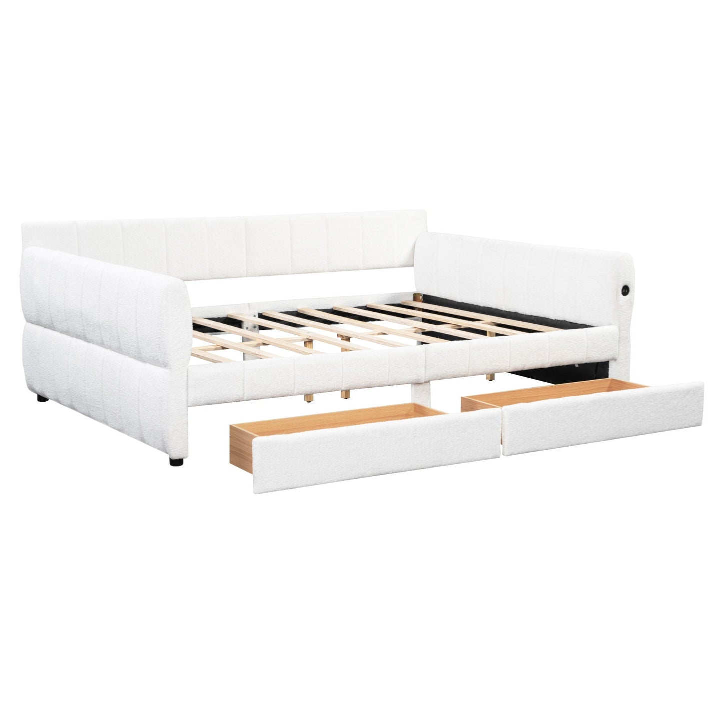 Upholstered Platform Bed With USB And 2 Drawers Dreamland