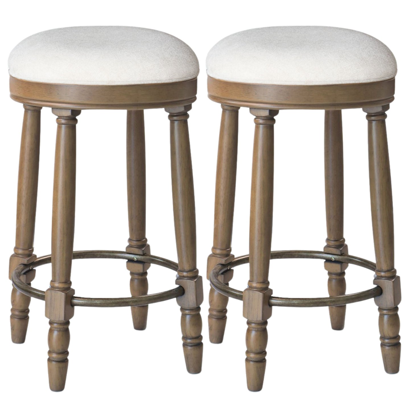 360° Swivel Wooden Barstools With Upholstered Seat, Counter Height (Set of 2) Home Essentials