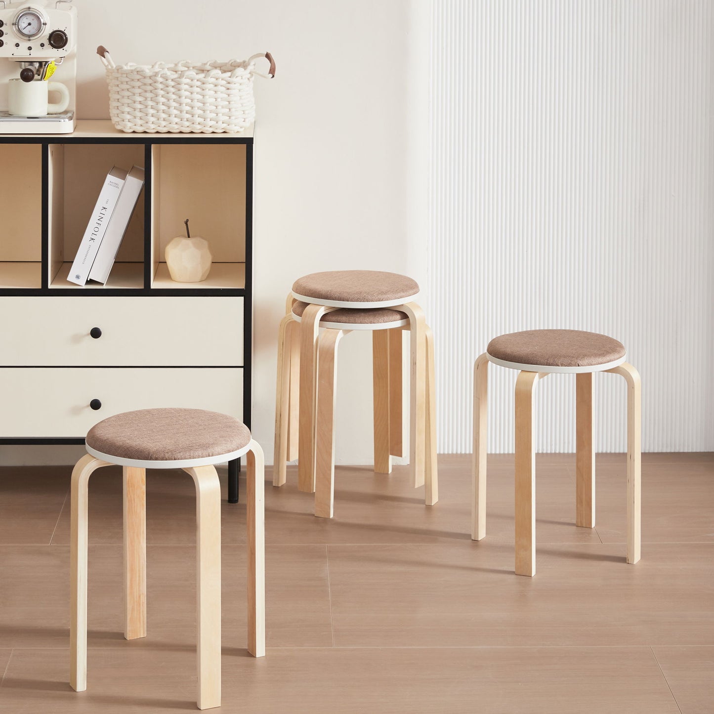 Stackable Round Backless Stools (Set of 4) Home Essentials