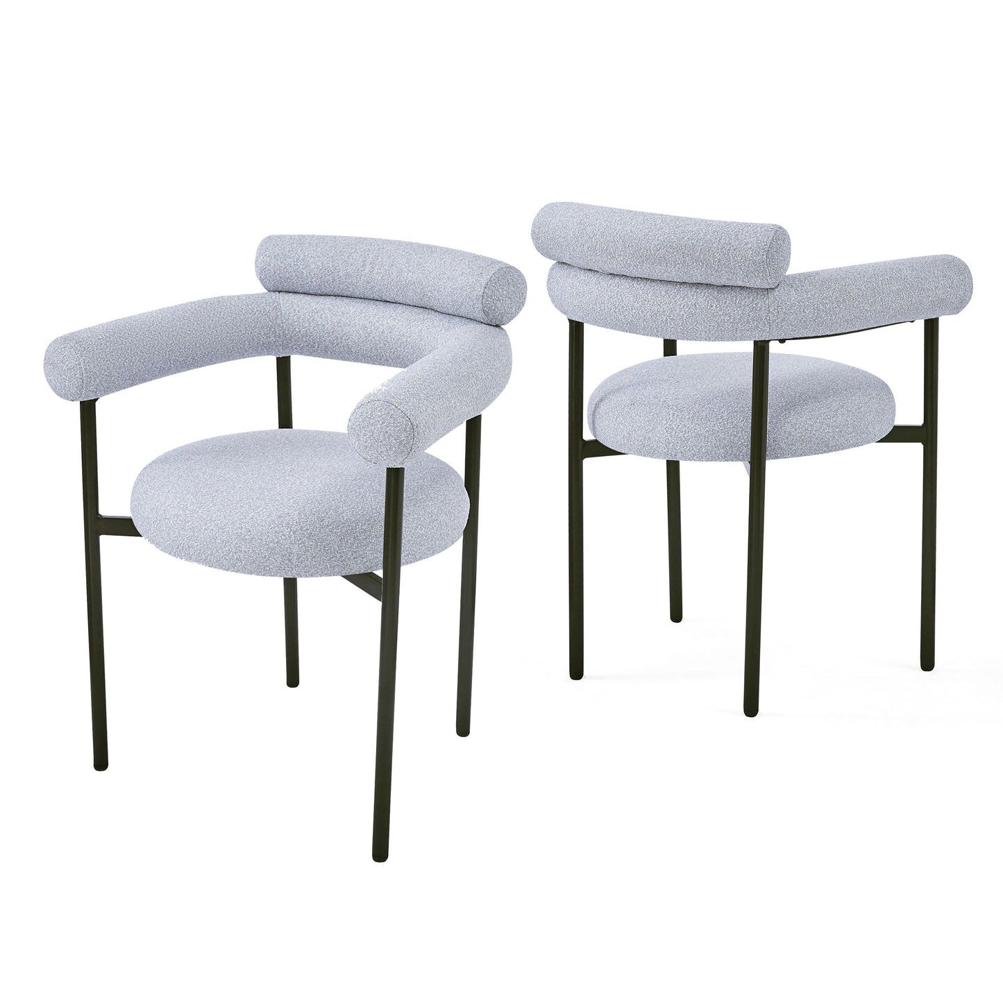 Contemporary Upholstered Armchair Dining Chairs With Metal Legs (Set of 2) Noble House