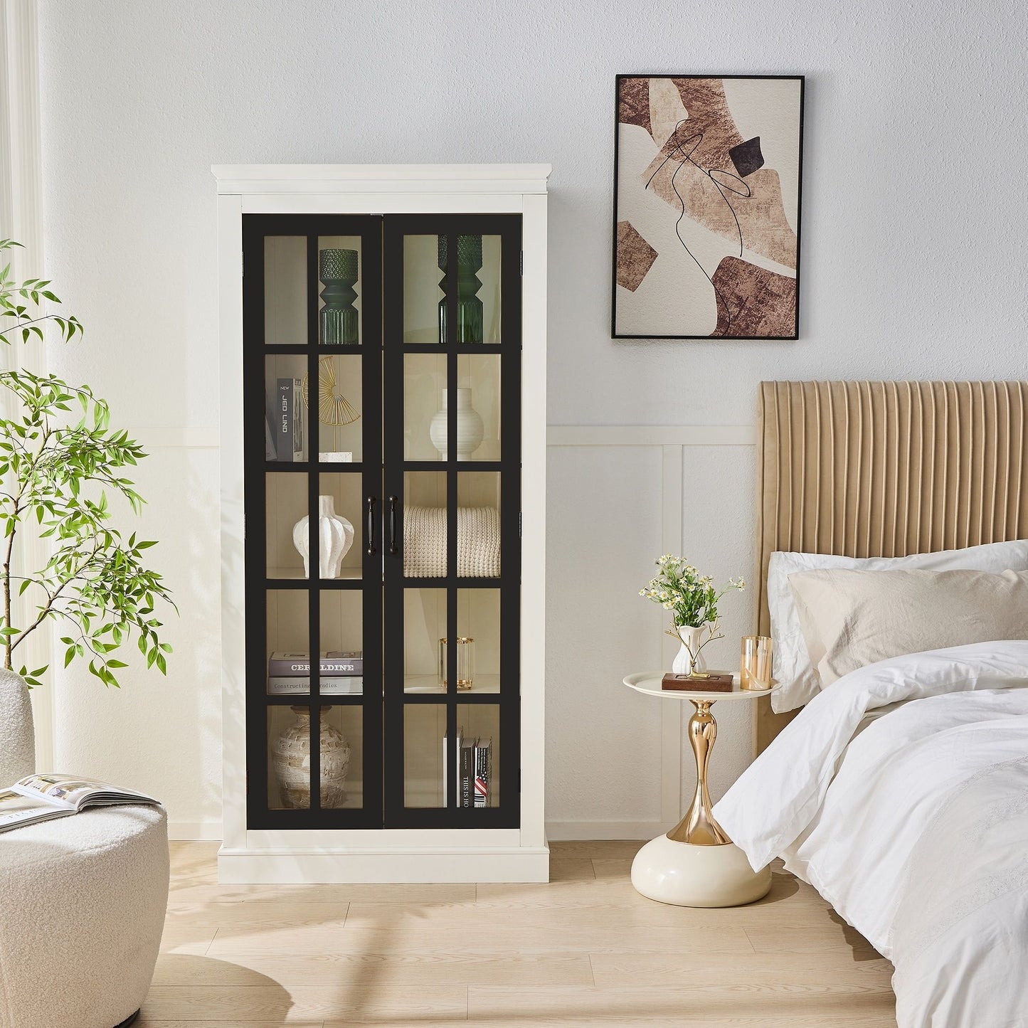 Rustic Style Display Cabinet With Glass Doors For Collectibles Hearth and Haven