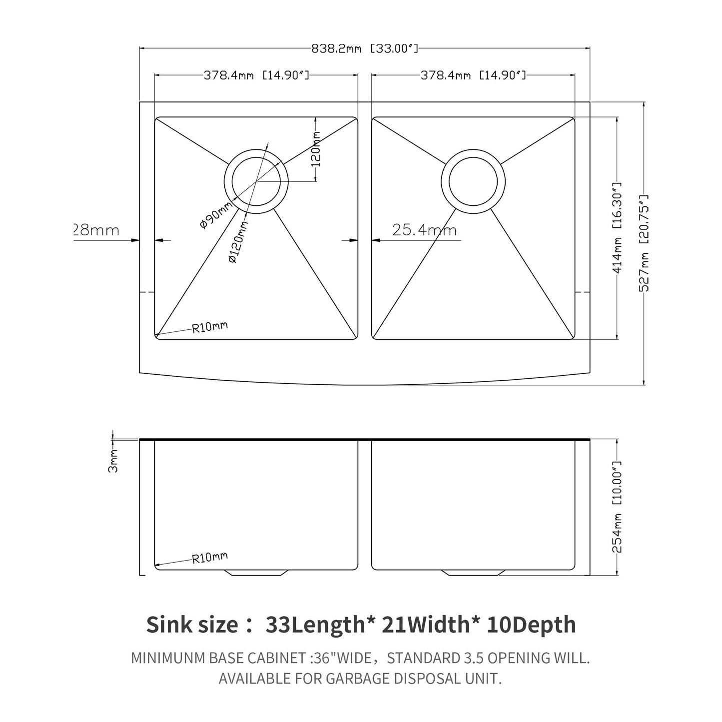 Double Bowl Farmhouse Sink / Stainless Steel Apron Front Daily Nest