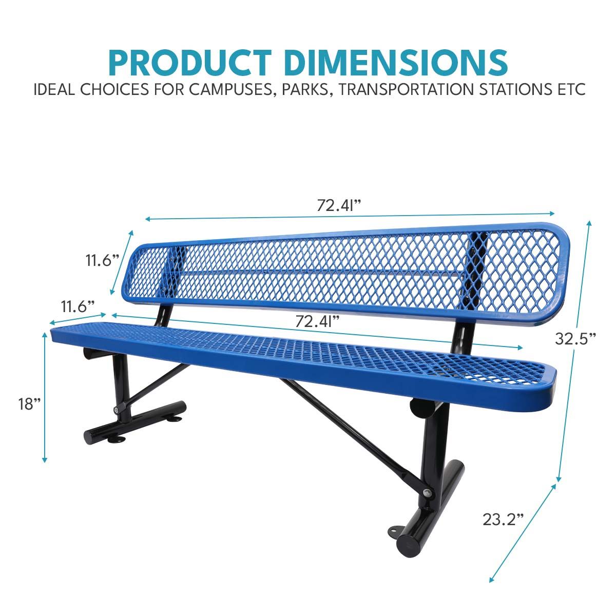 Outdoor Steel Bench With Backrest Home Essentials