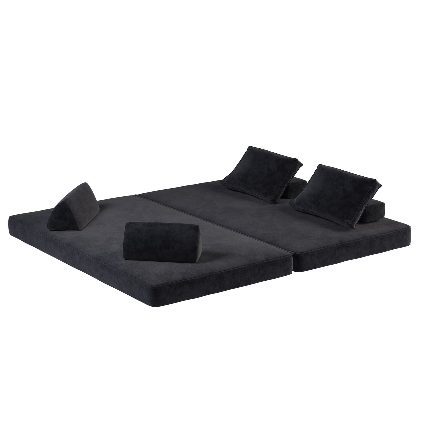 Multifunctional Convertible Sofa Bed With 2 Tumbler Backrests And 2 Pillows, Deep Seat Couch Home Essentials