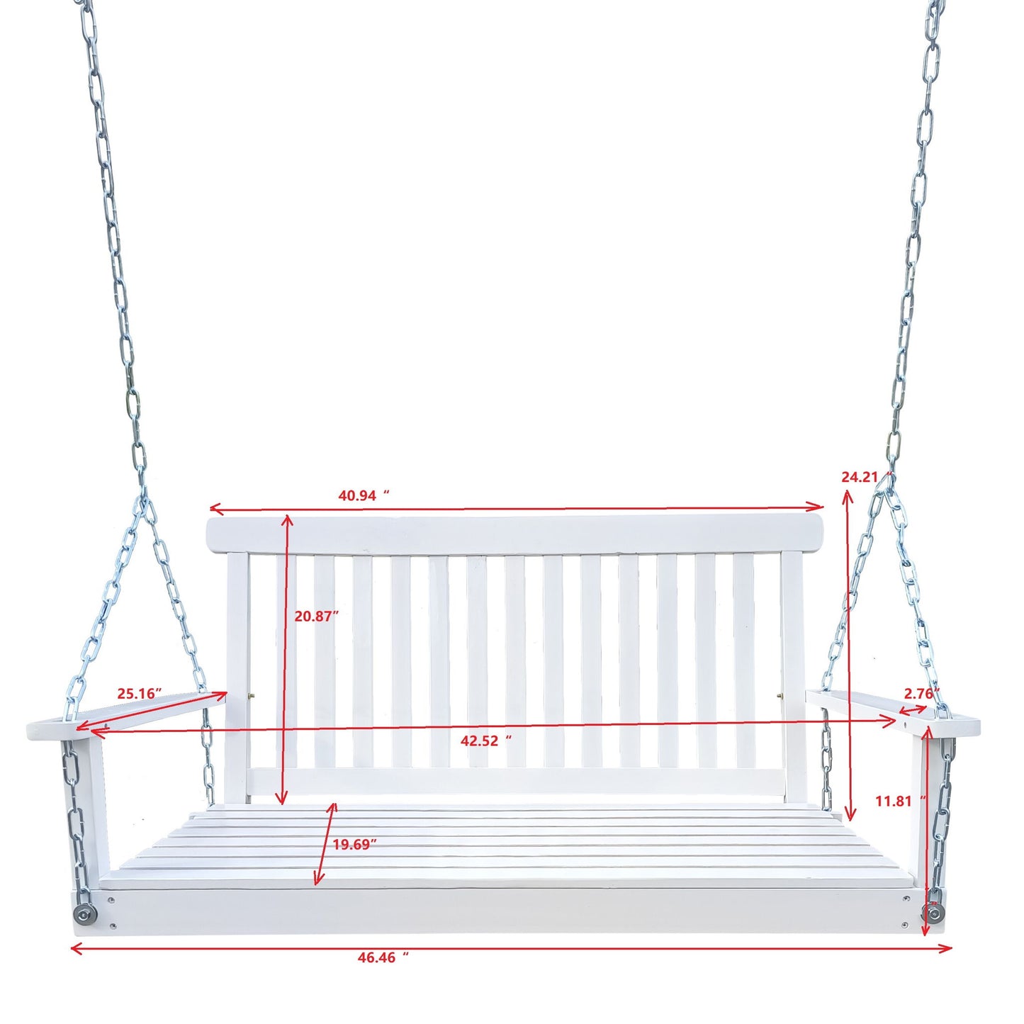 Front Porch Swing With Armrests For Outdoor Patio, Garden Yard, Backyard Or Sunroom Home Essentials