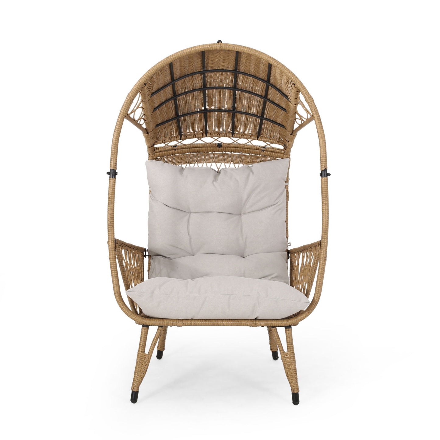 Outdoor Wicker Standing Basket Chair With Cushion Noble House