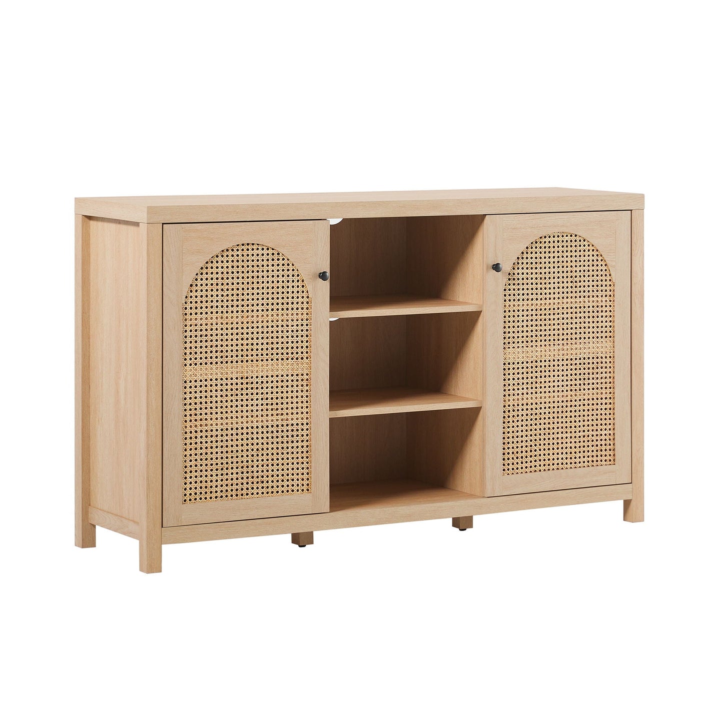 Transitional 2 Door Sideboard With Arched Rattan Panels Walker Edison