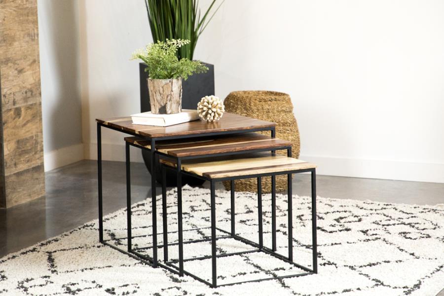Belcourt - 3 Piece Square Nesting Tables - Natural And Black CoasterElevations