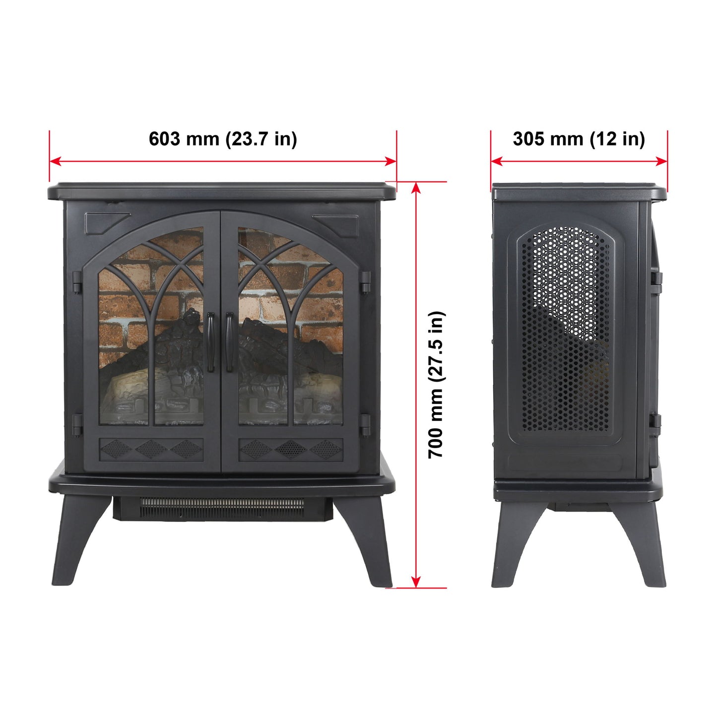 3D Flame Electric Infrared Quartz Fireplace Stove With Remote Control - Antique Black Home Essentials