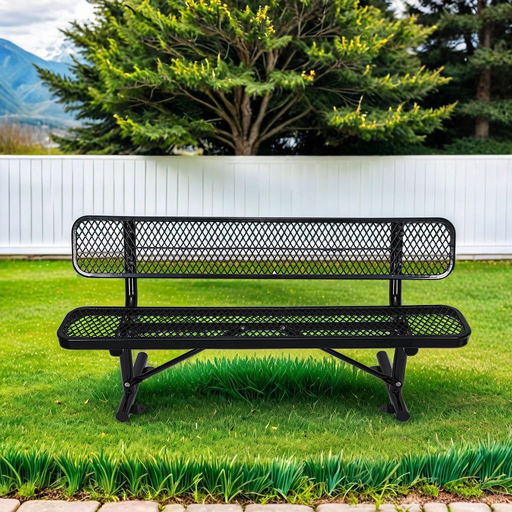 Outdoor Steel Bench With Backrest Home Essentials