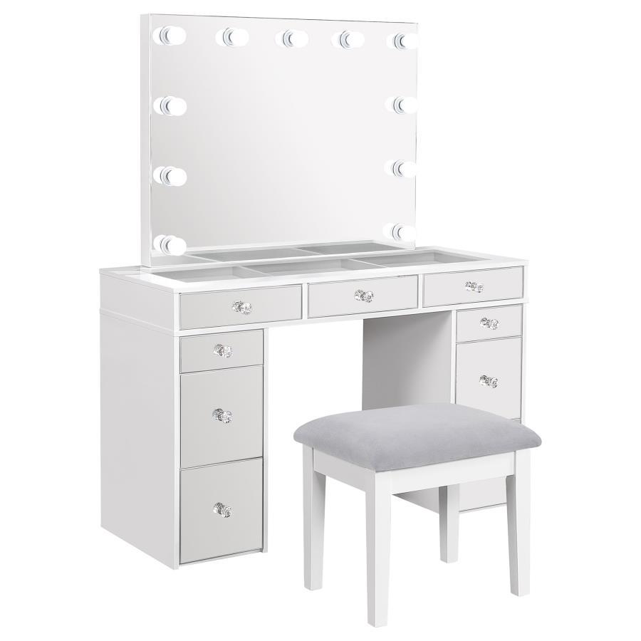 Regina - Makeup Vanity Table Set With Lighting - White Coaster Fine Furniture