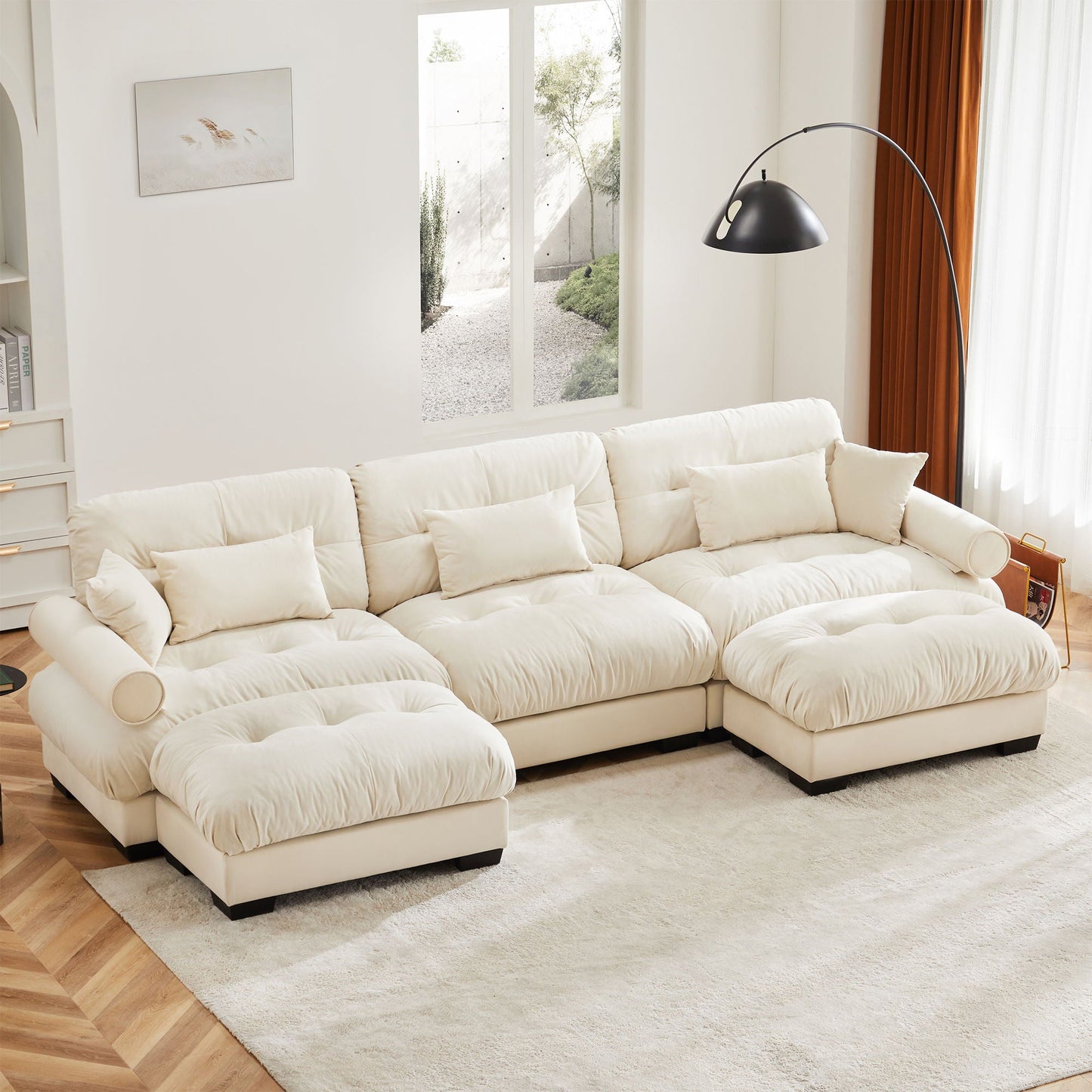 Super Comfort Oversized Modular Sectional Sofa With Movable Ottoman - Snoozhouse
